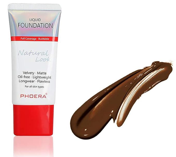 AQUAPURITY PHOERA Full Coverage Foundation New Formula Waterproof Long Lasting Oil Free Velvet Matte Liquid Foundation for Oily Skin Flawless Makeup Base Cream Concealer (110 Truffle)-VivaGrace Women