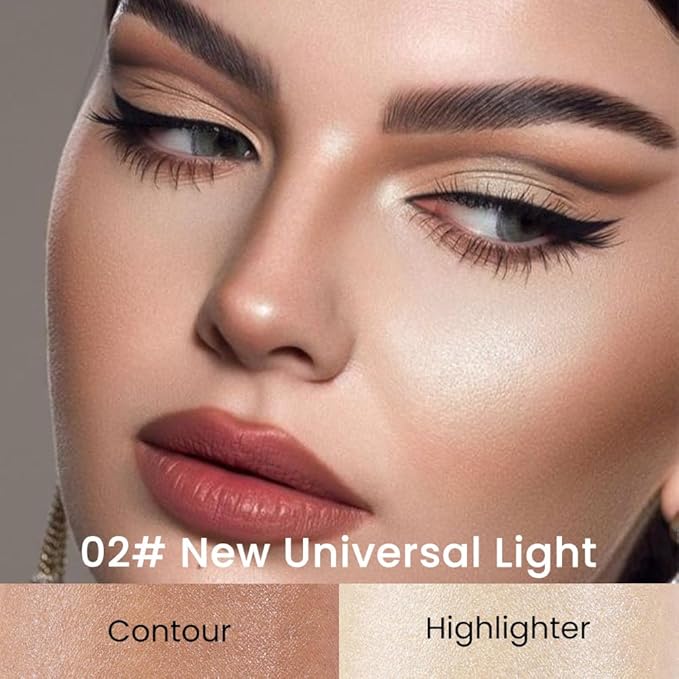 evpct 2in1 Face Shaping & Contouring Stick Cream Contour Concealer Bronzer Stick Makeup Kit for Beginner Face Highlighter Makeup Stick contorno maquillaje de maquillaje profesional,NEW Universal Light-VivaGrace Women