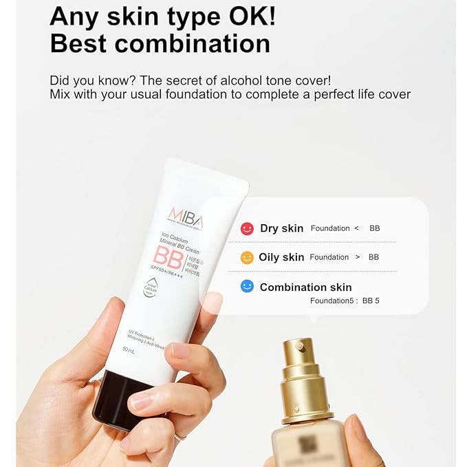 MIBA Ion Calcium Mineral BB Cream 50ml / 1.69 fl.oz Patent raw material mineral ion calcium. Thin but overwhelming coverage. Long lasting power. Excluding chemicals as much as possible-VivaGrace Women