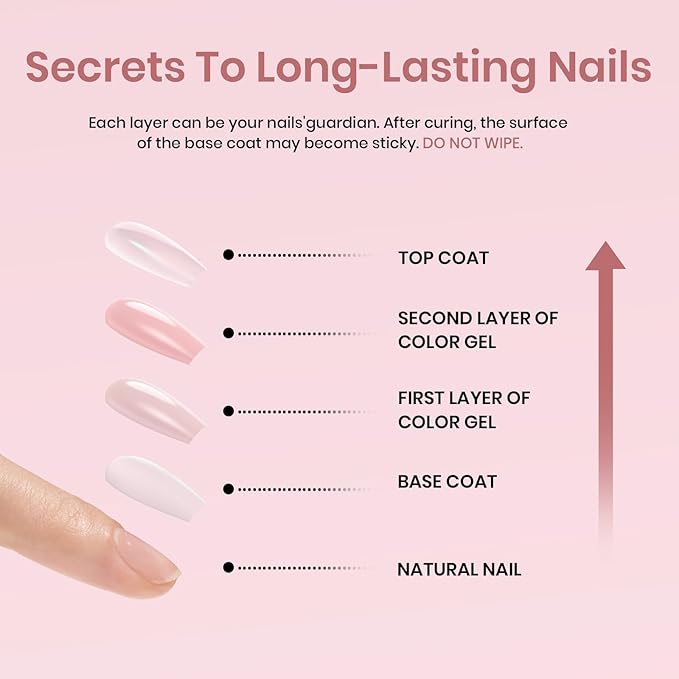 Beetles Nude Pink Gel Nail Polish Kit with UV LED Light Nail Lamp 6 Pcs Starter Kit Base Gel Top Coat Soak Off Nude Pink Polish Set with Nail File for DIY Manicure Gifts for Women