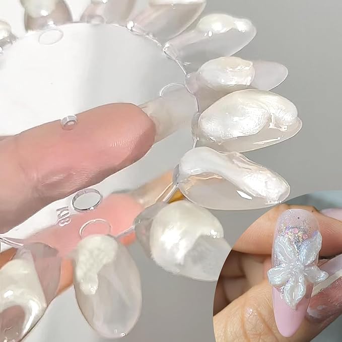 3D Pearl Nail Gel Non-Sticky Hand Solid Builder Gel for Carving Molding Nail Extension Silk Bridesmaids Bride Design Soak Off UV/LED Salon Home DlY, 15g