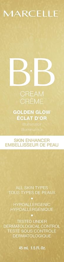 Marcelle BB Cream Golden Glow, Universal Shade, Tinted Moisturizer, Skin Enhancer, Illuminator, Beauty Balm, Non-Comedogenic, Paraben-Free, Oil-Free, Hypoallergenic, Cruelty-Free, 1.5 fl oz