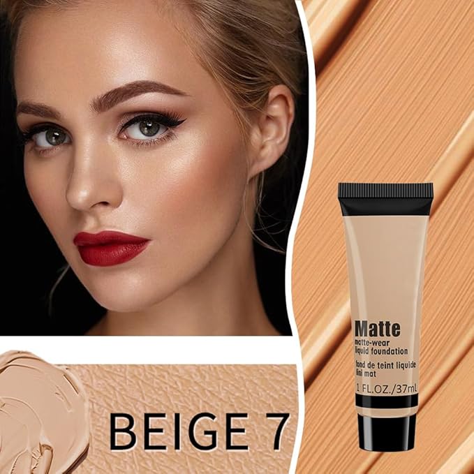 1 Pack Liquid Foundation Cream for Face Makeup,Durable Full Coverage Matte Concealer Make Up,Oil Control & Waterproof Base Primer -1 Fl.Oz-BEIGE 6#-VivaGrace Women