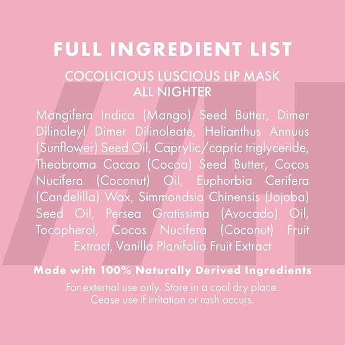 100% Natural Lip Butter Sleeping Lip Mask, Overnight Lip Moisturizer and Conditioner for Dry Lips. Intensive Lip Balm and Lip Therapy Skin Care with Mango butter (Original All Nighter)-VivaGrace Women