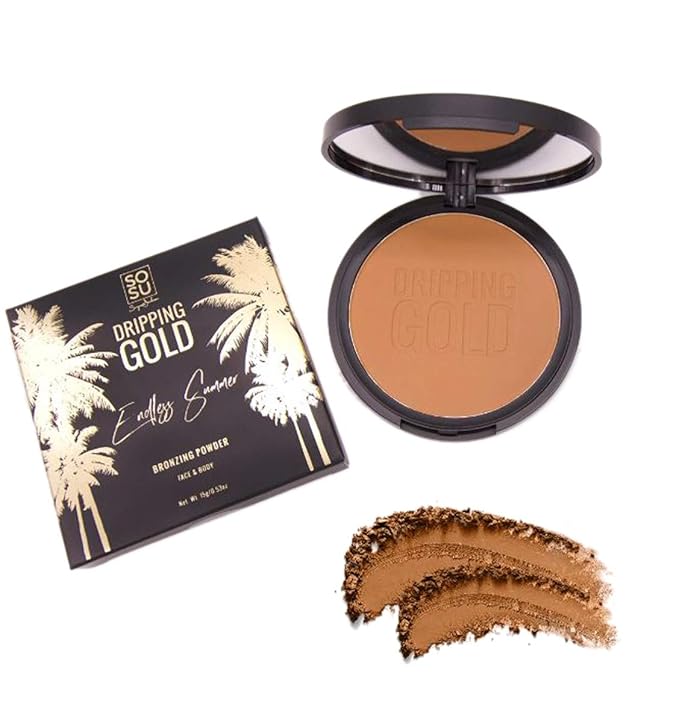 SOSU Endless Summer Matte Bronzing Powder! Face And Body Bronzer Powder! Highly Pigmented Compact Mini Bronzer! Suitable For Face & Body! Choose From Illuminating Or Matte! (Matte)-VivaGrace Women
