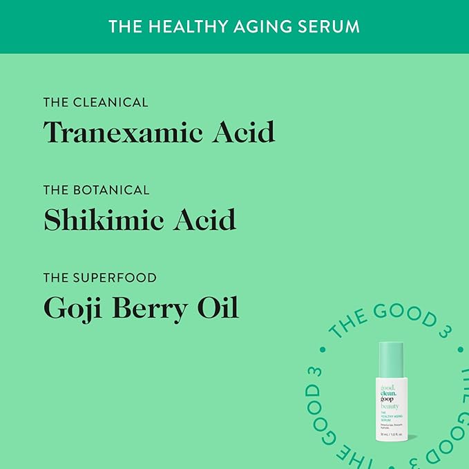 good.clean.goop beauty The Healthy Aging Serum | Facial Serum with Tranexamic Acid, Shikimic Acid & Goji Berry Oil | Serum to Help Smooth Wrinkles and Fine Lines | Anti-Aging Serum | Vegan | 1 Fl oz-VivaGrace Women