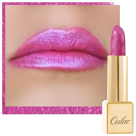 Oulac Pink Lipstick for Women with Metallic 3D Shine Lightweight Hydrating Formula, High Impact Lip Color, Full Coverage Lip Makeup, Christmas Gifts for Women, Velocity(15)-VivaGrace Women
