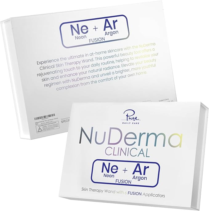 NuDerma Clinical Skin Therapy Wand - Portable Skin Therapy Machine w 6 Fusion Neon + Argon Wands – Anti Aging - Clarifying - Skin Tightening & Radiance - Wrinkle Reducing-VivaGrace Women