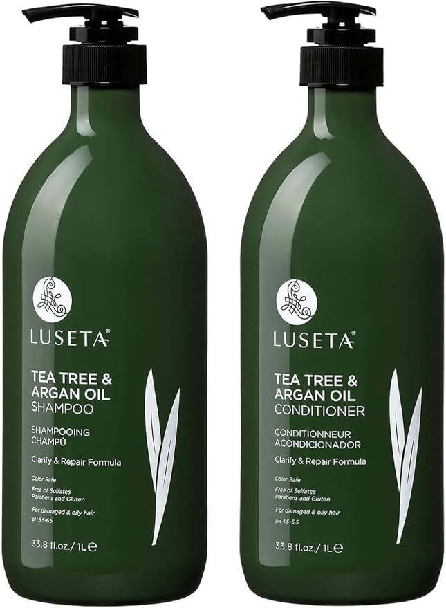 Luseta Tea Tree & Argan Oil Detangling Shampoo & Conditioner Set, 2 x 33.8 Oz-VivaGrace Women