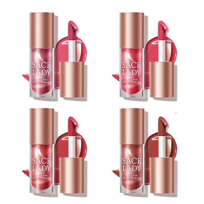 4 Colors Liquid Blush Makeup Kit, Long Lasting Pigmented Natural Matte Face Blush Cream Gel, Lightweight, Blendable, Cruelty Free Women Face Cosmetics Set 4Pcs-VivaGrace Women