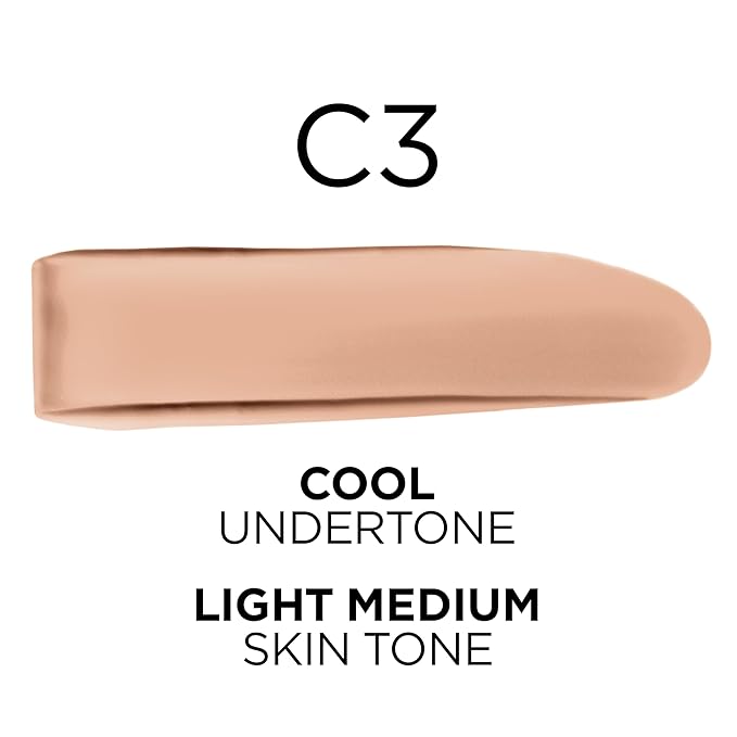 L'Oreal Paris True Match Super-Blendable Foundation, Medium Coverage Liquid Foundation Makeup, C3, Light Medium, 1 Fl Oz-VivaGrace Women