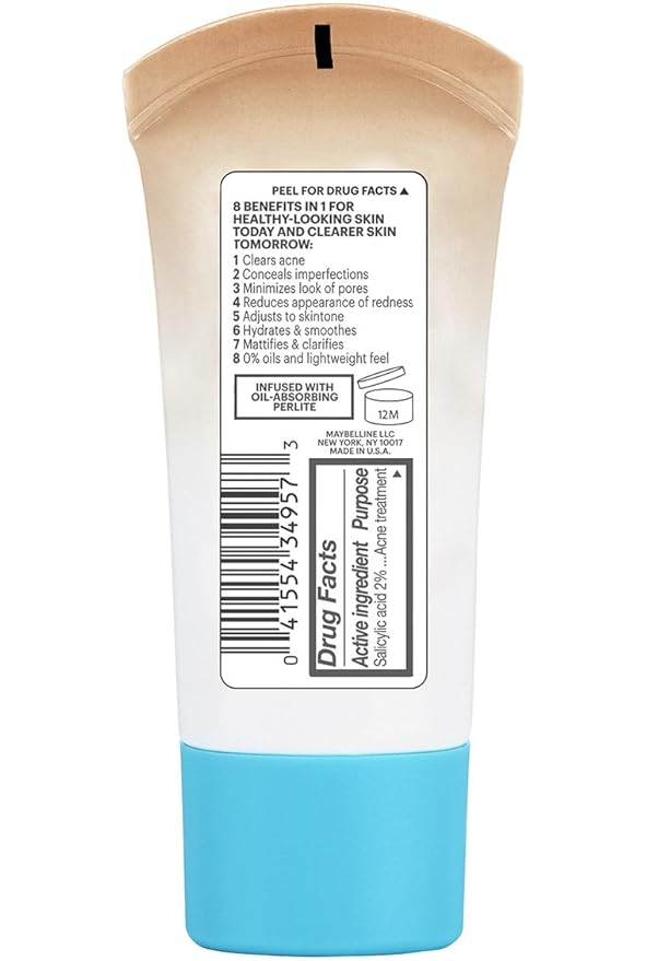 Maybelline Dream Pure Skin Clearing BB Cream, 8-in-1 Skin Perfecting Beauty Balm With 2% Salicylic Acid, Sheer Tint Coverage, Oil-Free, Medium, 1 Count-VivaGrace Women