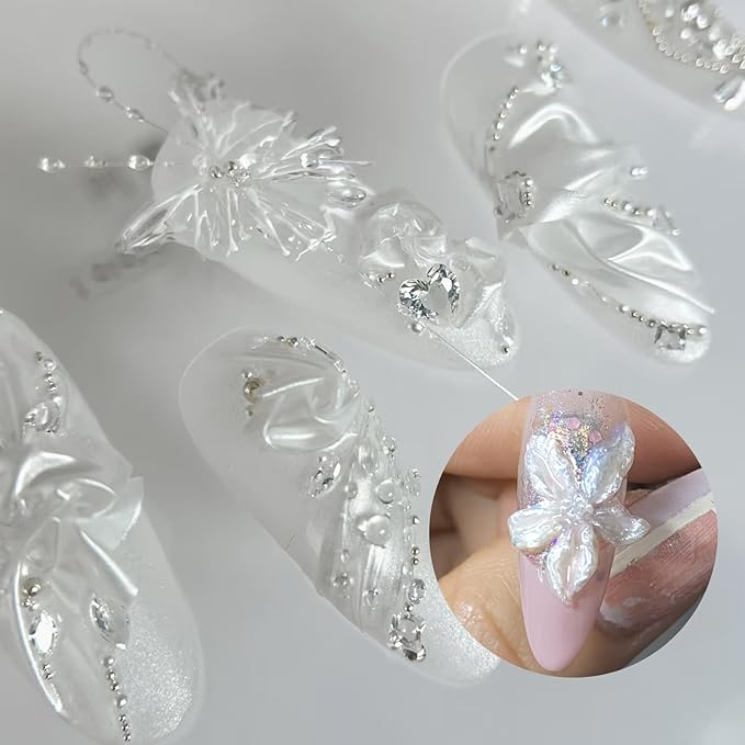 3D Pearl Nail Gel Non-Sticky Hand Solid Builder Gel for Carving Molding Nail Extension Silk Bridesmaids Bride Design Soak Off UV/LED Salon Home DlY, 15g