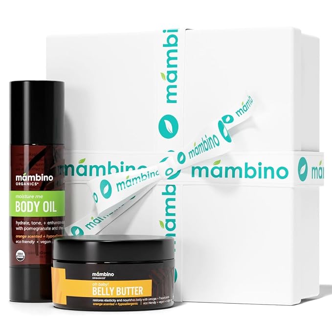 Mambino Organics All Natural Skincare Gift Sets for Pregnant Women – Belly Oil, Face Mist, Moisturizer, Face Polish, Face Serum, Lip Balm (Duo Kit)-VivaGrace Women