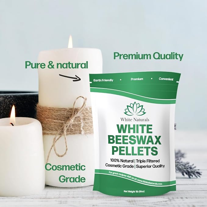 White Beeswax Pellets 1 lb (16 oz), Pure, Natural, Cosmetic Grade, Bees Wax Pastilles, Triple Filtered, Great For DIY Lip Balms, Lotions, Candles-VivaGrace Women