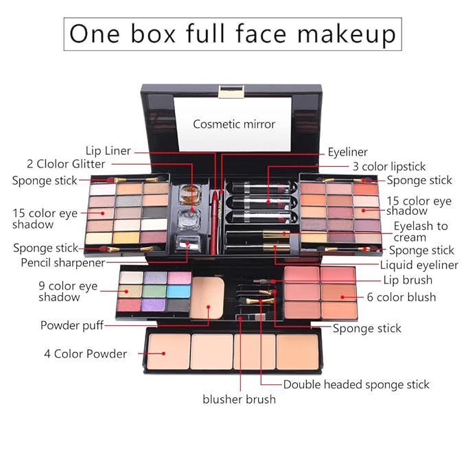 Professional All In One Makeup set, Cosmetic, Makeup kits for teenagers 14-16, Makeup kit for women full kit, Include Eyeshadow Palette Lipstick Eyebrow Pencil Brush(39 Color)-VivaGrace Women
