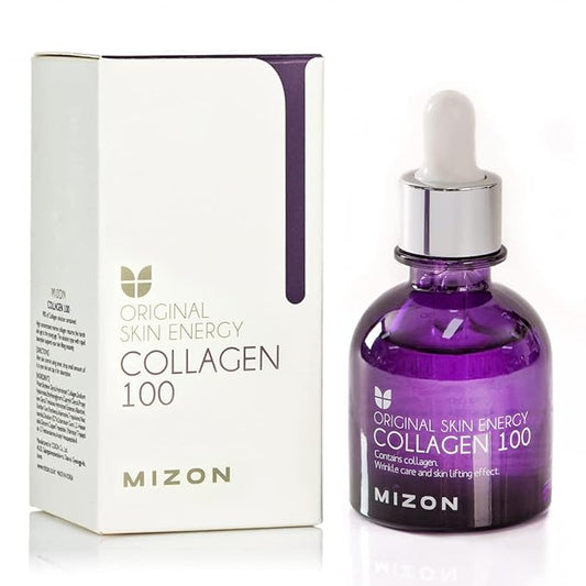 MIZON Collagen 100 Korean Ampoule with Concentrated Marine Collagen Elasticity Booster Serum Peptides Deep Hydration (1.01 fl. oz)-VivaGrace Women
