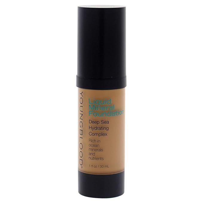 Youngblood Clean Luxury Cosmetics Liquid Mineral Foundation | Full Coverage Mineral Lightweight Makeup All Skin Types | Vegan, Cruelty Free, Paraben Free, Gluten (Suntan)-VivaGrace Women