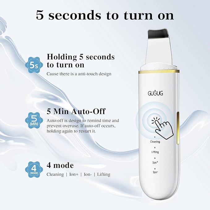 GUGUG Skin Scrubber Face Spatula Skin Spatula Pore Cleaner Blackhead Remover Tools for Facial Deep Cleansing-4 Modes -White-VivaGrace Women