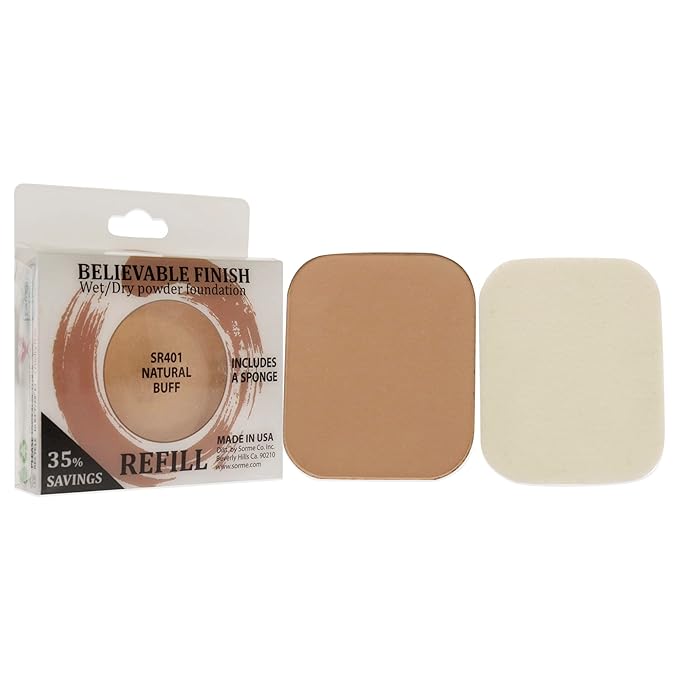 Sorme Cosmetics Believable Finish Powder Foundation Refill in Natural Buff (0.23oz) | Medium to Full Coverage Makeup Foundation Powder | Matte Finish Pressed Powder | Cruelty-Free Powder Makeup-VivaGrace Women