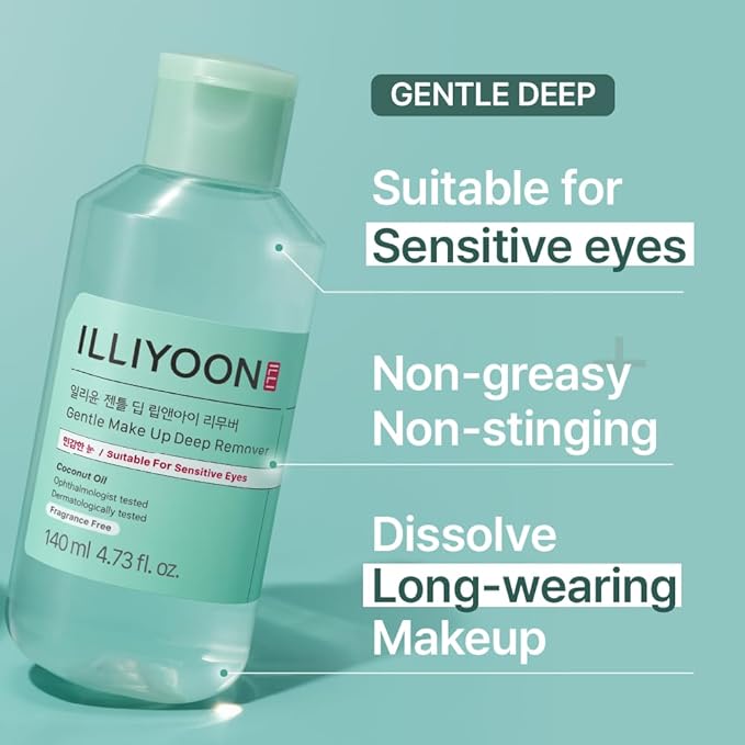 Illiyoon Gentle Deep Eye Makeup Remover | for Waterproof Mascara, Lipstick, Eyeliner, Non-Greasy 2-Phase Oil & Water Formula, Ophthalmologist Tested, Vegan, Korean Skin Care, 4.73 fl.oz.-VivaGrace Women
