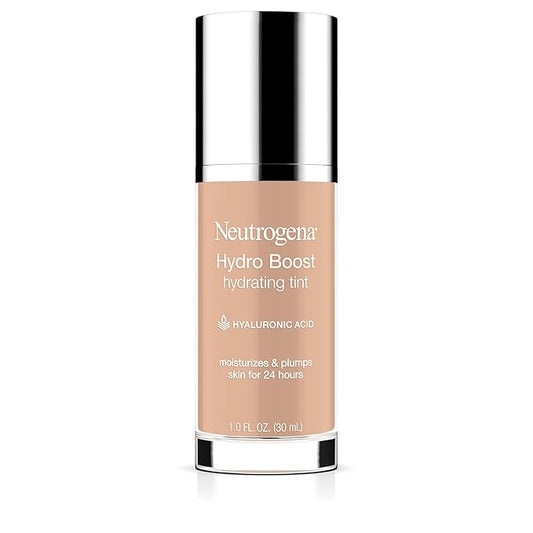 Neutrogena Hydro Boost Hydrating Tint Foundation Makeup for Dry Skin, with Hyaluronic Acid, Lightweight Oil-Free Water Gel, Non-Comedogenic, 30 Buff Color, 1.0 fl. oz-VivaGrace Women
