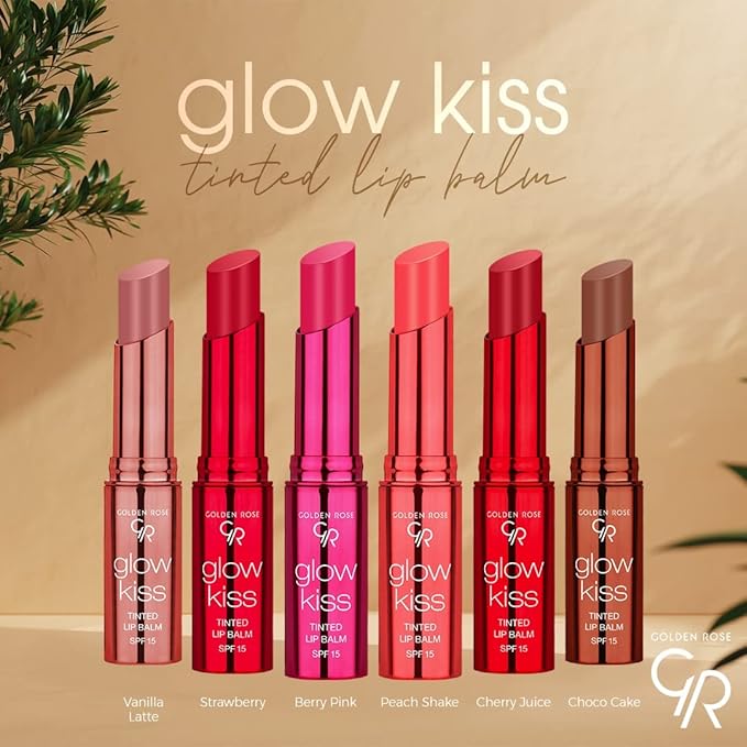 Golden Rose Cosmetics Glow Kiss Tinted Lip Balm with SPF15, Vegan Formula (Berry Pink)-VivaGrace Women