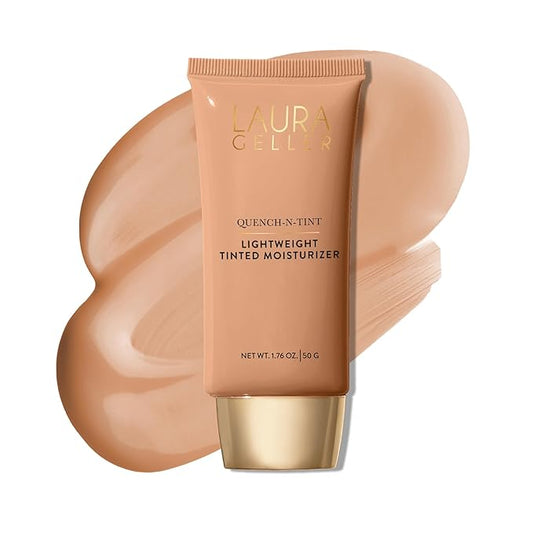 LAURA GELLER NEW YORK Quench-n-Tint Hydrating Foundation - Medium - Sheer to Light Buildable Coverage - Natural Glow Finish - Lightweight Formula with Hyaluronic Acid-VivaGrace Women