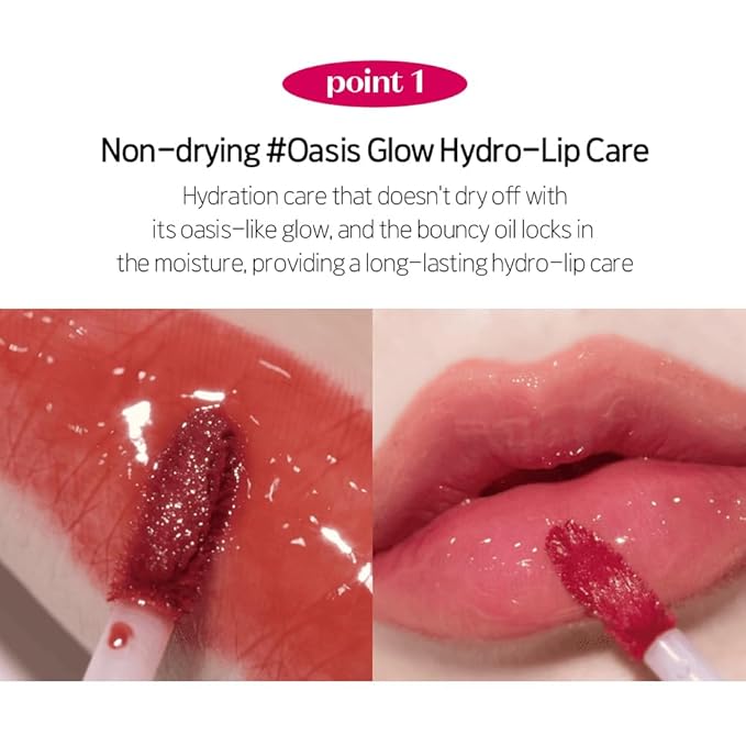 ETUDE Over Glowy Lip Stain Tint #1 Scented Rose | Non-Sticky Vegan Lip Tint | Moisturized & Long-lasting Lip Gloss | Daily Tint for Dry Lips K-beauty-VivaGrace Women
