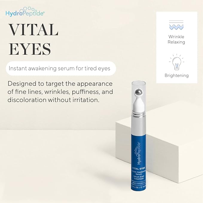 HydroPeptide Vital Eyes, Instant Awakening Serum, Cooling Rollerball, Hydrate and Brighten, 0.3 Ounce-VivaGrace Women