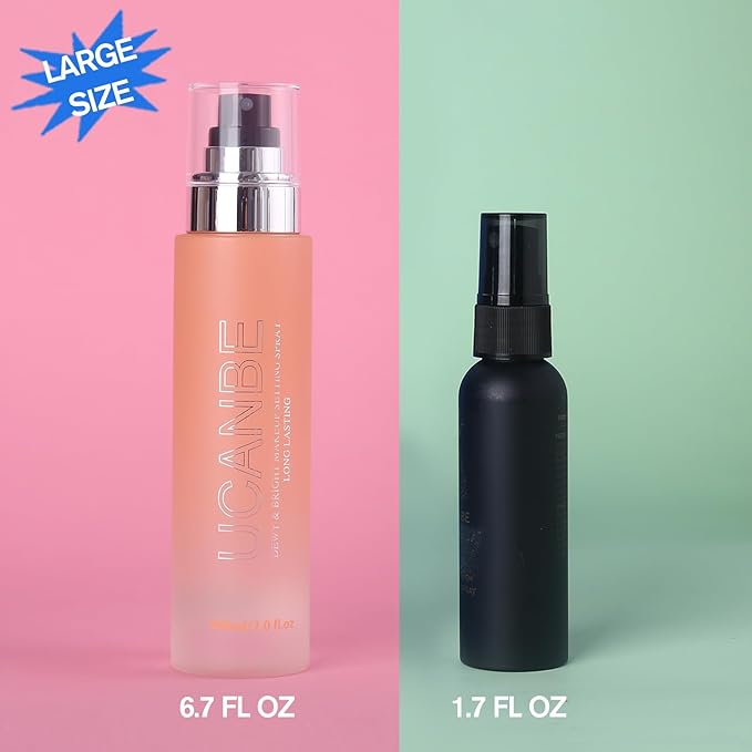 UCANBE Dewy Makeup Setting Spray, Moisturizing Finishing Spray Long Lasting Face Mist, Lightweight Hydrate Make Up Spray for Natural Glow, 7 Fl Oz Large Size-VivaGrace Women