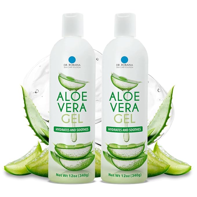 Dr. Robaina Natural Aloe Vera Gel with Emu Oil – Hydrating & Soothing Daily Skin Care for Dry Skin, Sun-Exposed Comfort & Irritation Relief – Non-Greasy, Quick-Absorbing – 12 oz | Made in USA-VivaGrace Women