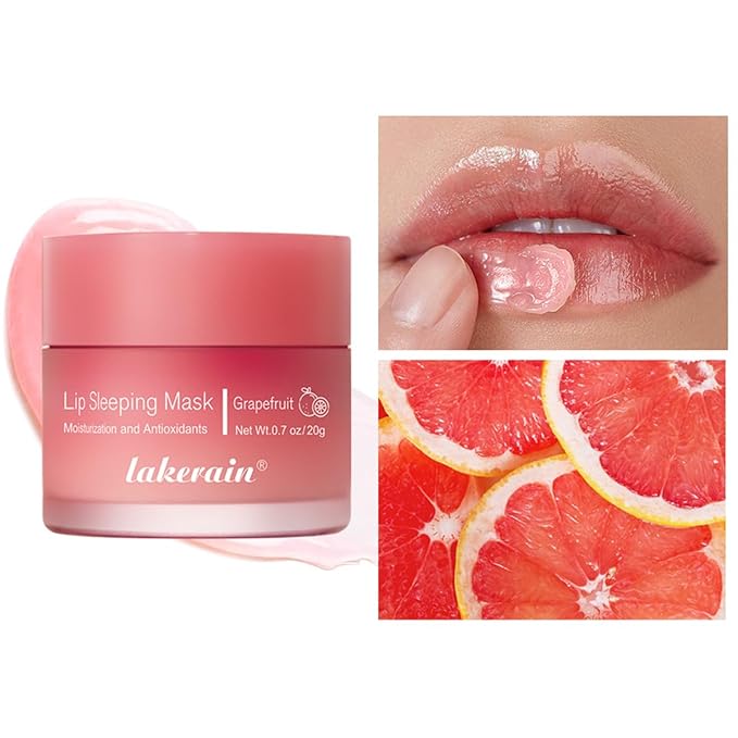Hydrating Lip Sleeping Mask, Long Lasting Hydrating Night Lip Balms for Intensive Moisturizing and Care, Prevention Dry and Crack (GRAPEFRUIT) 0.7 OZ-VivaGrace Women
