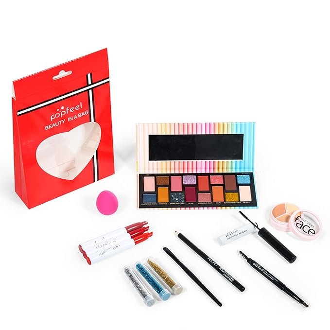 All in One Makeup Kit, Full Starter Essential Makeup Kit for Women Beginners Includes Eyeshadow Palette Lipstick Mascara Eyeliner Eyebrow Pencil Concealer Powder Puff Set-VivaGrace Women