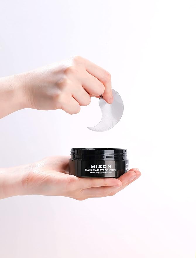 MIZON Pearl Eye Gel Patch Masks, Eye Treatment Mask Reduces Wrinkles and Puffiness, Dark Circles treatment, Hydrogel Eye Patches (Black Pearl)-VivaGrace Women