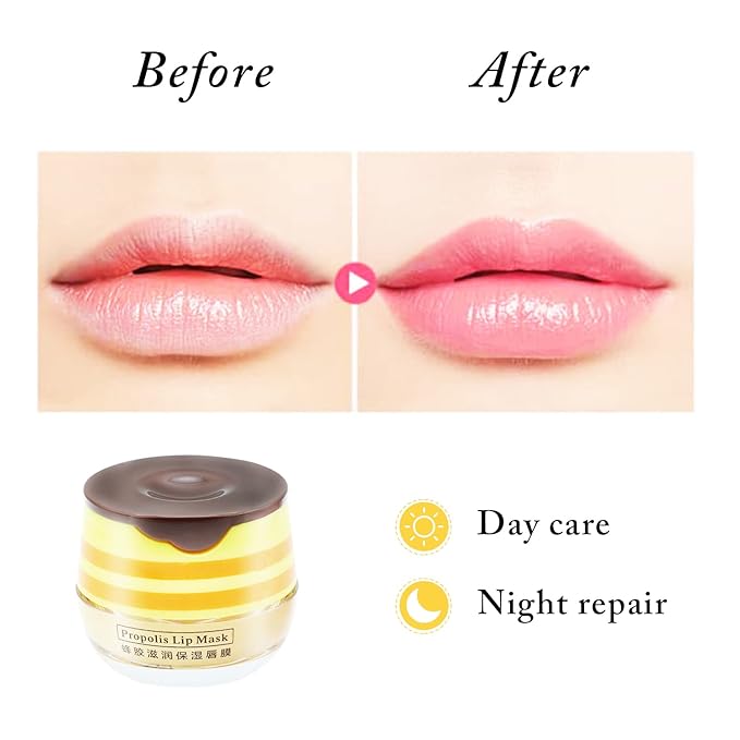 4PCS Bee Lip Balm Honey Lip Balm,Exfoliating Honey Pot Lip Balm Sleeping Lip Mask with Brush, Hydrating & Prevention Dry and Cracked, Lip Scrubs Exfoliator & Moisturizer-VivaGrace Women