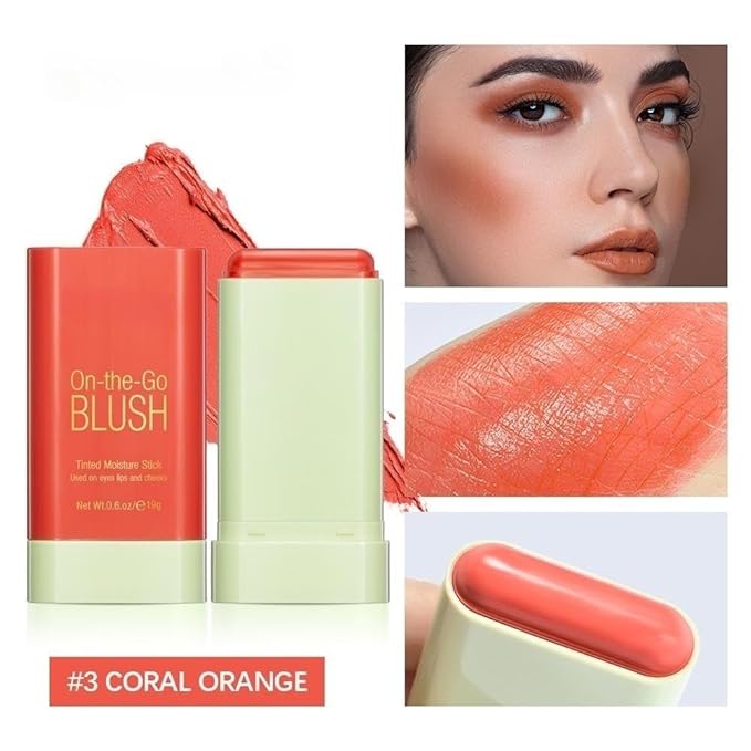 Blush Rare Beauty Liquid Blush Cream Blush Stick For Cheeks Natural Blendable Powder Blusher Stick On The Go Blush Brushes For Makeup Cheeks,Natural Waterproof, Long Lasting (orange)-VivaGrace Women