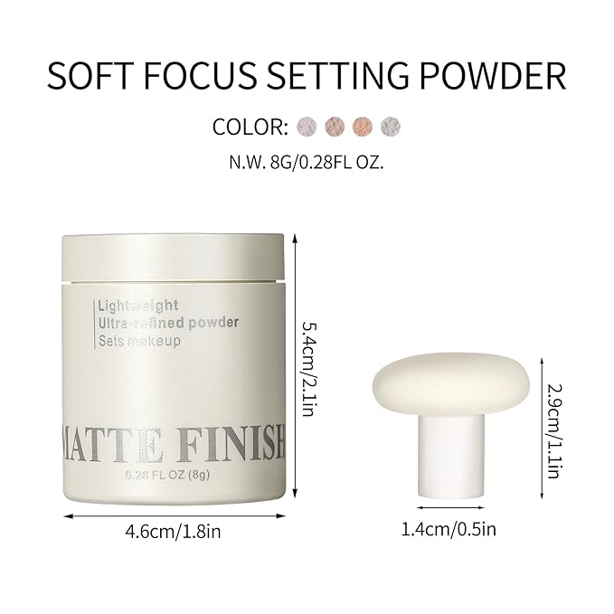 Erinde White Translucent Matte Setting Powder with Puff, Face Loose powder Makeup, Oil Control Finishing Powder, Lightweight Blurring Powder, Waterproof, 24H Long-Lasting, Creates Soft Focus Effect-VivaGrace Women