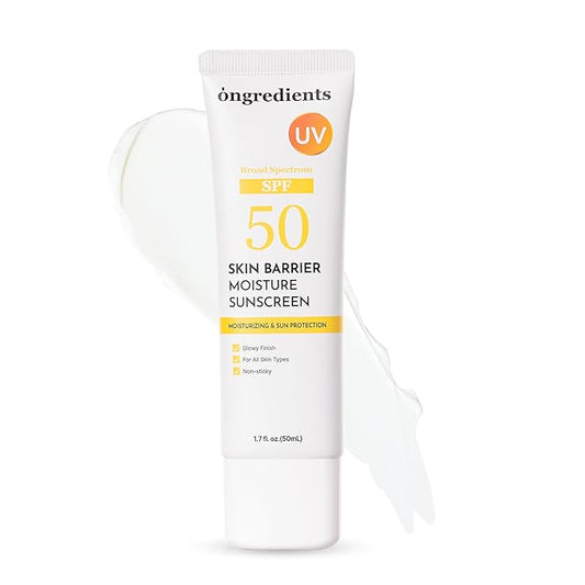 ONGREDIENTS Skin Barrier Moisture Sunscreen Broad Spectrum SPF 50, Glowy Finish, Non-Sticky, No White Cast, Hydrating, Moisturizing, Airy Texture, Korean Skin Care, All Skin Types (1.7 fl. Oz)-VivaGrace Women