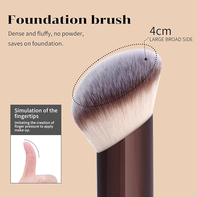 MAANGE 7pcs Makeup Brush Set Double Sided Kabuki Makeup Brushes Contour Brush for Foundation Liquid Powder Concealer Cream Cosmetics Bronzer Blending Blush Buffing Makeup Tools (Coffee)-VivaGrace Women