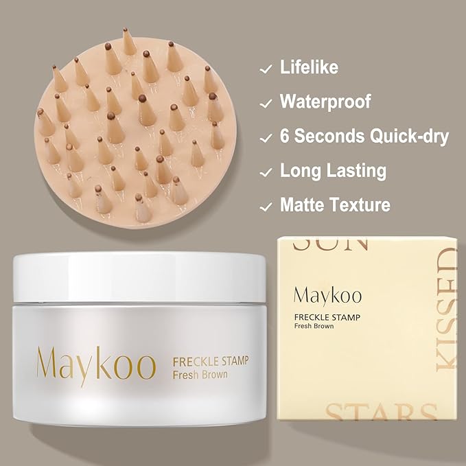 Freckle Cushion Natural Like Freckle Makeup Fake Freckles Pen Waterproof Long Lasting Quick Dry, Get Sun-kissed Stars Makeup Freckle in One Press, Fresh Brown, 15g-VivaGrace Women