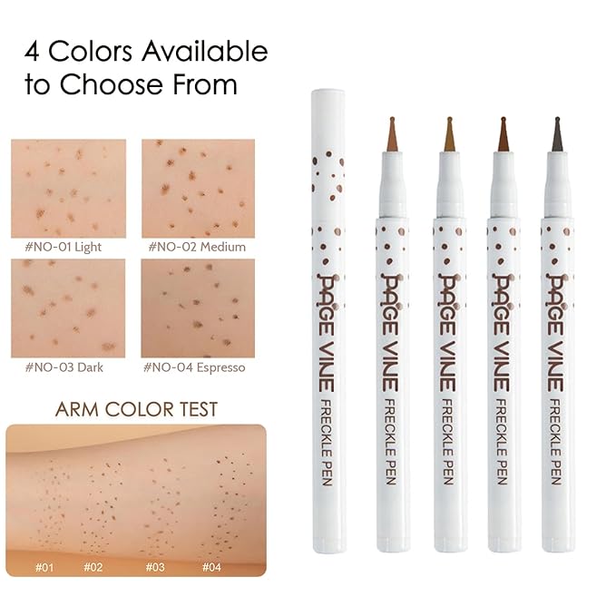 2 Pack Freckle Pen,Liquid Face Fake Freckles Makeup Pen to Create Natural Freckle Makeup and Freck beauty,Fake Freckles Waterproof for Lifelike Sunkissed Makeup,Mole Pen (01Light+02Medium)-VivaGrace Women