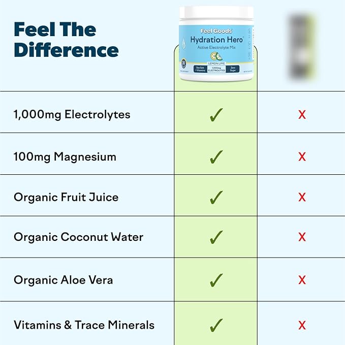 Feel Goods Hydration Hero, 1,000mg Electrolytes Powder, Sugar Free, Magnesium, Organic Aloe Vera, L Theanine, Vitamin C, B12, Keto, Vegan, Plant Based, Blue Raspberry, 30 Servings-VivaGrace Women
