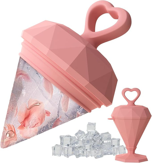 Rena Chris Ice Roller for Face: Diamond Ice Facial Roller, Reach Detailed Areas, De-Puff Eye Bags, Reusable Silicone Massage Ice Mold with Face Wash Wristband, Skin Care Tools for Women(Pink)-VivaGrace Women