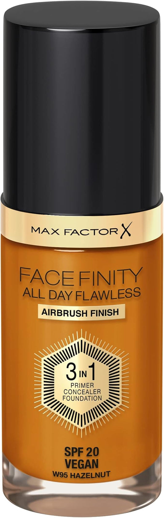 Max Factor Facefinity 3-in-1 All Day Flawless Foundation SPF 20, 95 Hazelnut, 30 ml-VivaGrace Women