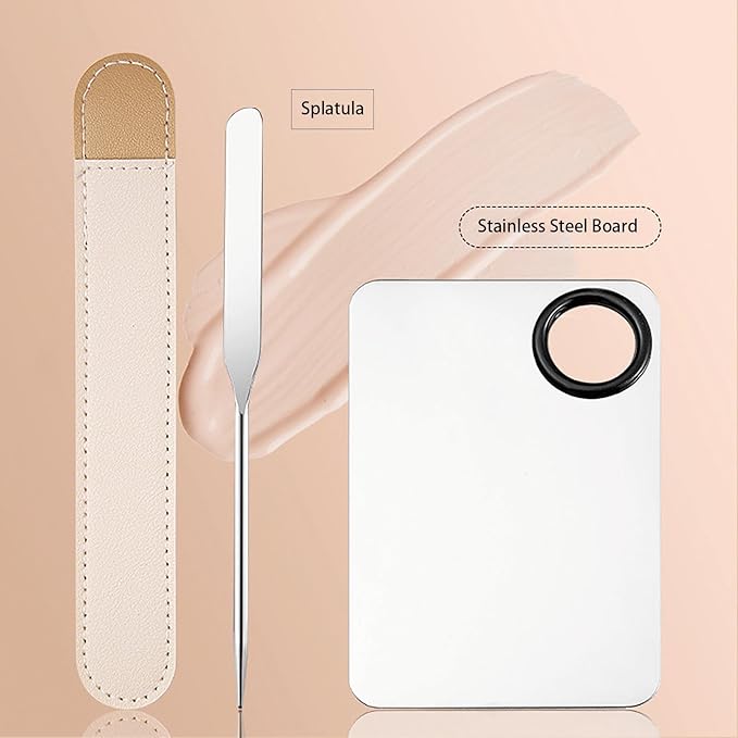 Makeup Spatula Set Stainless Steel, Make Up Tools Mini Mixing Tray with Finger Ring, Makeup Paint Palette, Pack of 3-VivaGrace Women