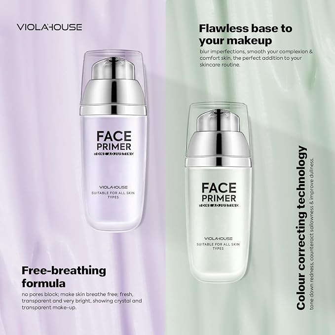 VIOLA HOUSE Face Primer, Tone Adjust Primer For Face Before Makeup-Refined, Bright And Smooth The Skin And Fills Fine Lines (Mint Green)-VivaGrace Women