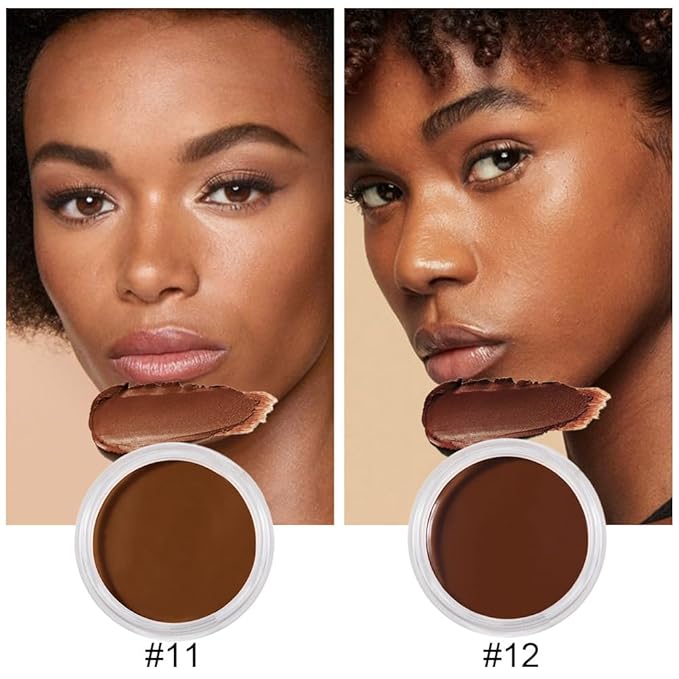 Kaely 2Pcs Cream Pot Concealer Full Coverage Set,Conceal Brighten Dark Circles,under Eye Color Correcting Concealer,Waterproof Foundation Palette with Brush,corrector de ojeras,Vegan Makeup,11+12-VivaGrace Women