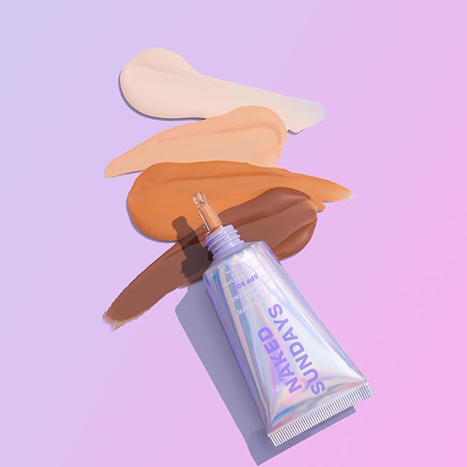Naked Sundays BeautyScreen™ SPF 50 Mineral Peptide Foundation Tint – 2-in-1 Skin Tint & Mineral Sunscreen | Radiant, Buildable Coverage, Acne-Safe, Infused with Peptides (3 Warm Honey, 1.01 oz)-VivaGrace Women