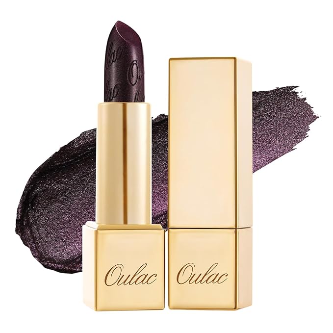 Oulac Metallic Black Lipstick for Women, High-Impact Lipcolor with Moisturizing Creamy Formula, Vegan & Cruelty-Free, Full-Coverage Matte Lipstick, Midnight Mirage (21)-VivaGrace Women